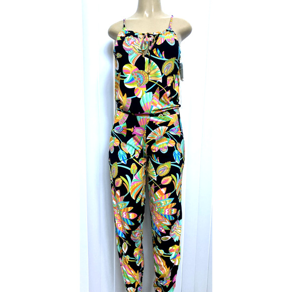 NWT Trina Turk TAHITIAN Jumpsuit Romper Swim Cover Up Floral Sleeveless S - Picture 3 of 11